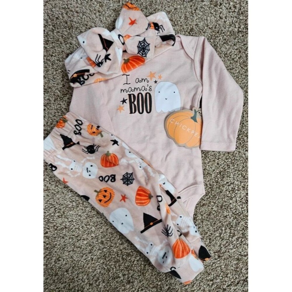 Chick Pea 3pc Pumpkin Set size 0-3 mths NWT